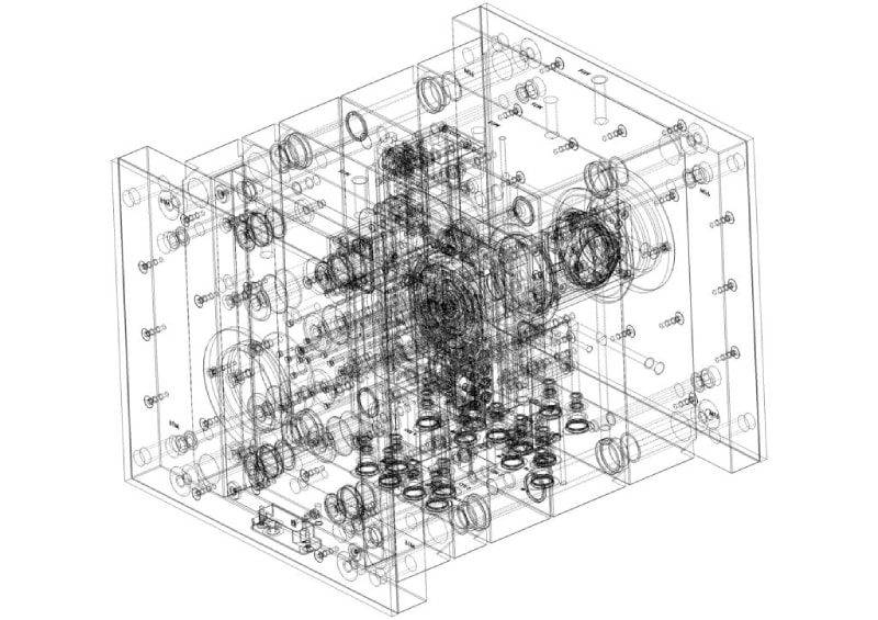 Injection mould tool wireframe